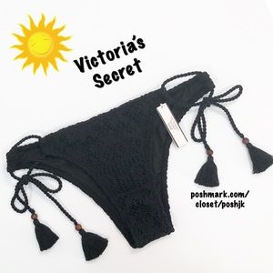 NWT Victoria’s Secret Bikini Bottom Macrame Black